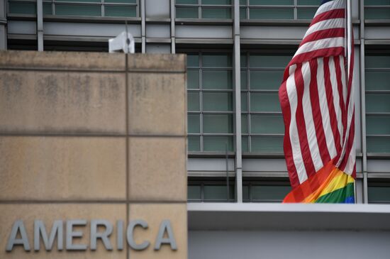 Russia US Embassy LGBT Flag