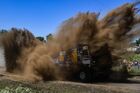 Kamaz-Master Team's Anton Shibalov, Dmitrii Nikitin and Ivan Tatarinov ride their Kamaz 43509 during the Silk Way Rally 2021's 2st stage in Altai Krai Region, Russia. The Mongolian part of the Silk Way Rally has been cancelled due to an outbreak of coronavirus disease and detection of cases of bubonic plague in the country. Location: Russia, Altai Krai Region. Author: Alexandr Kryazhev/Sputnik. Russia Silk Way Rally