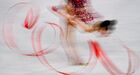 Latvia's Jelizaveta Polstjanaja performs with the ribbon during the individual qualification all-around competition at the Rhythmic Gymnastics World Challenge Cup event, in Moscow, Russia. Location: Russia, Moscow. Author: Alexey Filippov/Sputnik. Russia Rhythmic Gymnastics World Challenge Cup