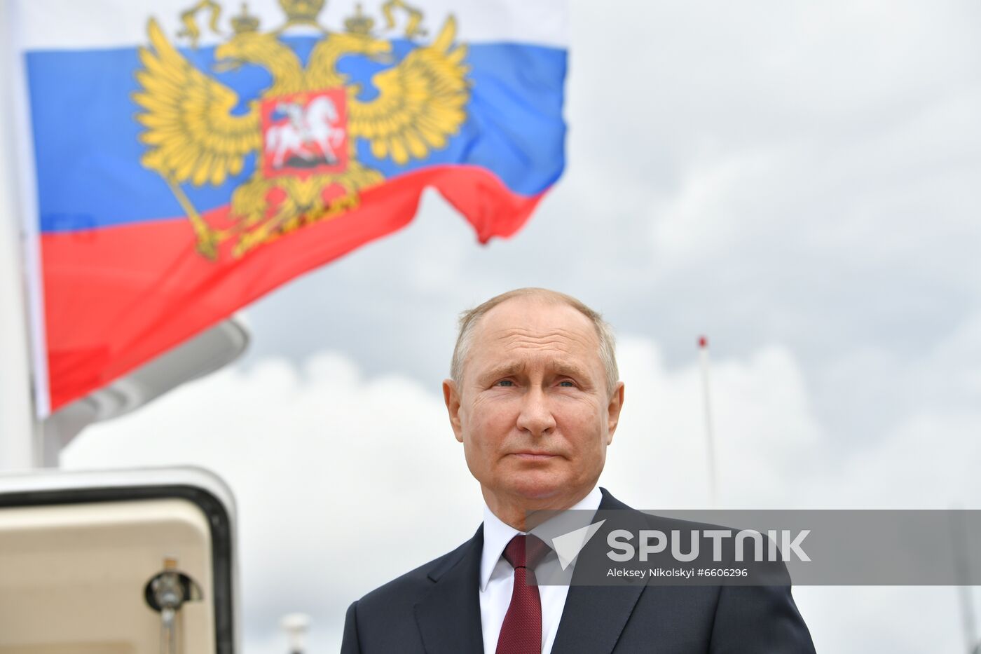 Russian President Vladimir Putin takes part in a military parade in Senate Square on Russian Navy Day, in St. Petersburg, Russia. Location: Russia, St. Petersburg. Author: Aleksey Nikolskyi/Sputnik. Russia Putin Main Navy Day Parade