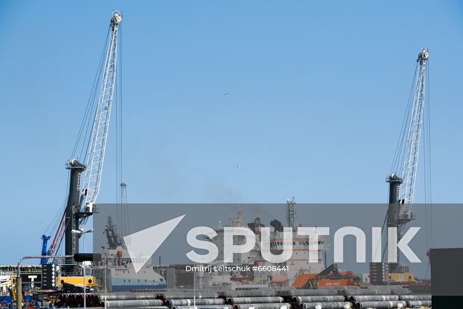 Pipes for the Nord Stream 2 Baltic Sea gas pipeline are seen at the port of Mukran on the Rugen island, in Mecklenburg-West Pomerania, Germany.
Location: Germany. Author: Dmitrij Leltschuk/Sputnik. Germany Nord Stream Gas Pipeline