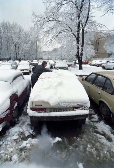 April snow in Moscow