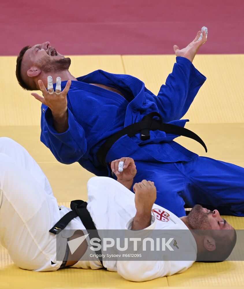 Czech Republic's Lukas Krpalek reacts aftre defeating Georgia's Guram Tushishvili during their men's +100kg judo final at the Tokyo 2020 Olympic Games at Nippon Budokan in Tokyo, Japan. Location: Japan, Tokyo. Author: Grigory Sysoev/Sputnik. Japan Olympics 2020 Judo
