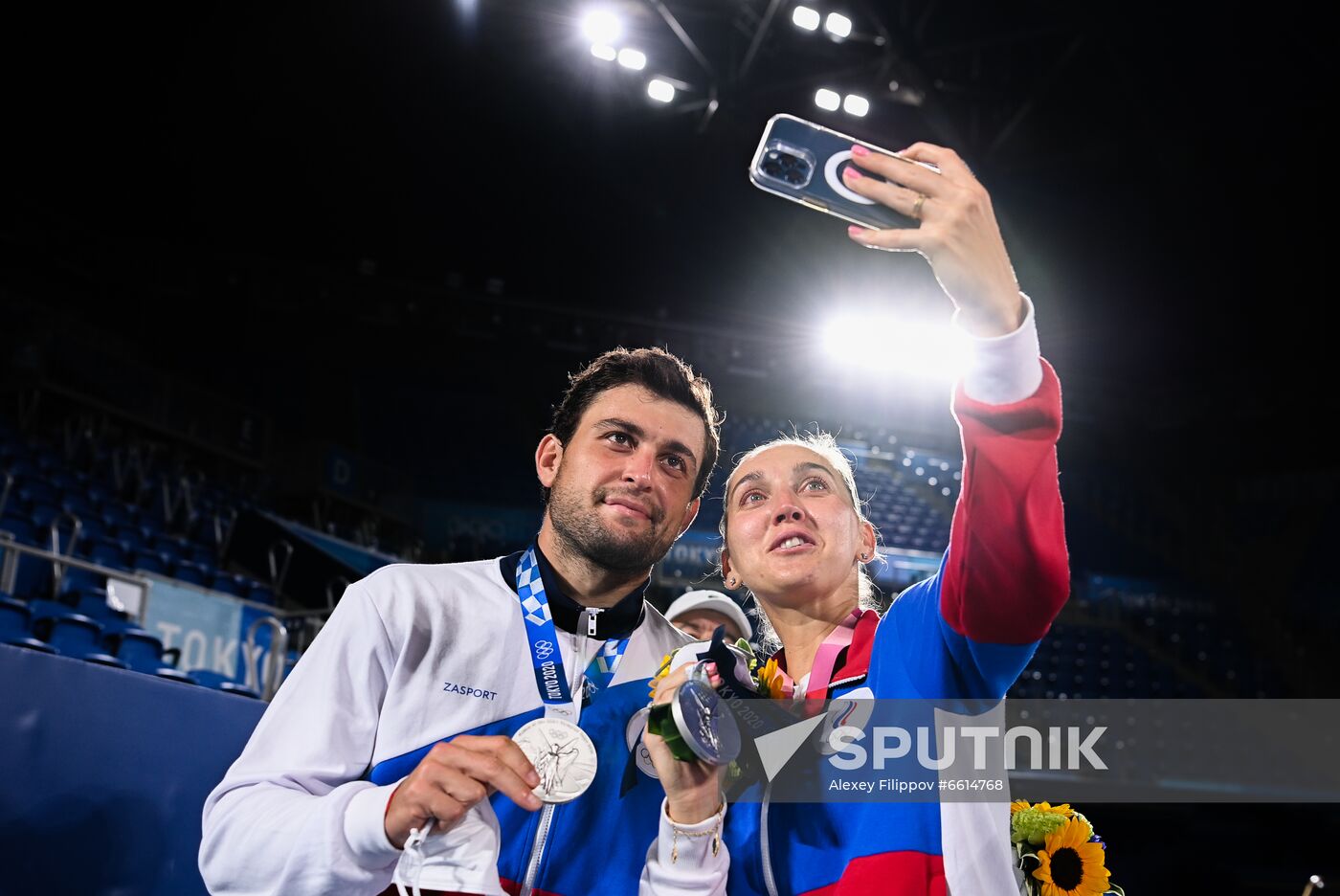 Japan Olympics 2020 Tennis Mixed Doubles Pavlyuchenkova/Rublev - Vesnina/Karatsev