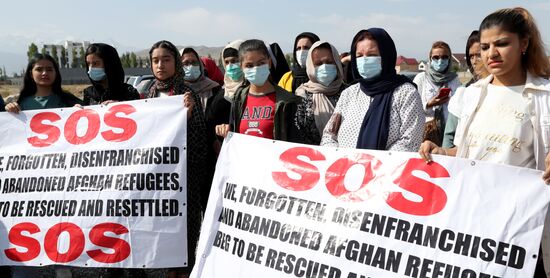 Kyrgyzstan Afghanistan Refugees Protest