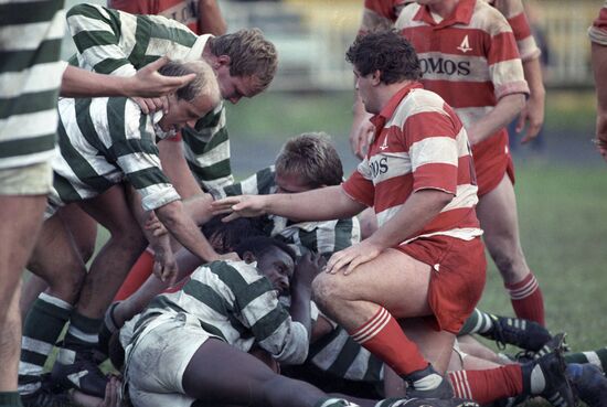 Friendly rugby match between teams of Moscow and Zimbabwe