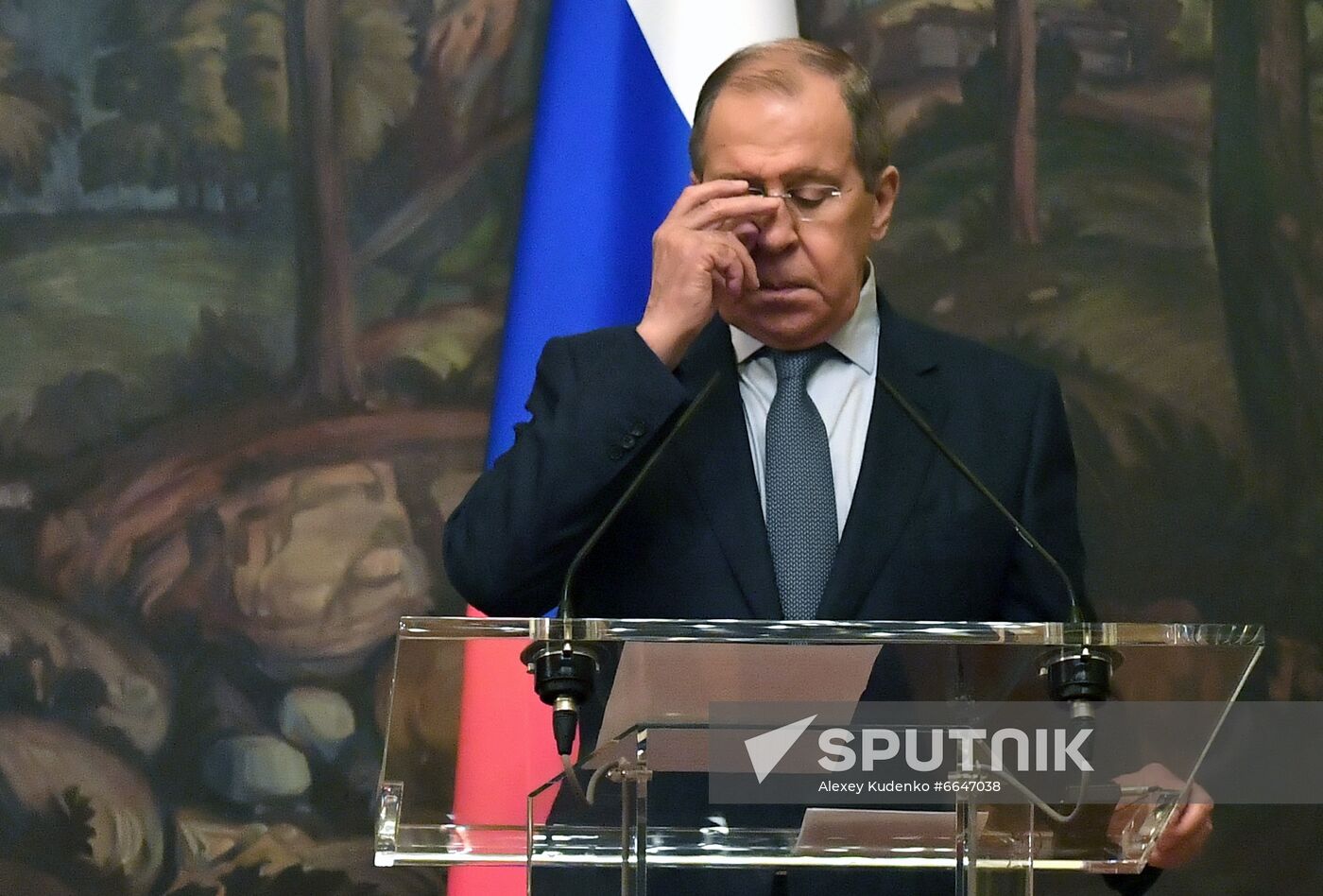 Russian Foreign Minister Sergey Lavrov attends a news conference following his meeting with Israeli Foreign Minister Yair Lapid, in Moscow, Russia. Location: Russia, Moscow. Author: Alexey Kudenko/Sputnik. Russia Israel