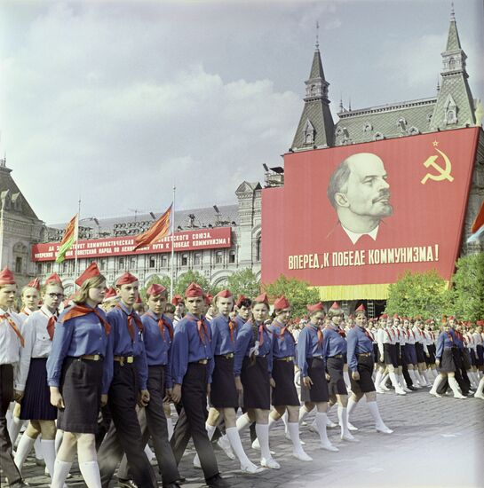 Young Pioneers parade on Red Square