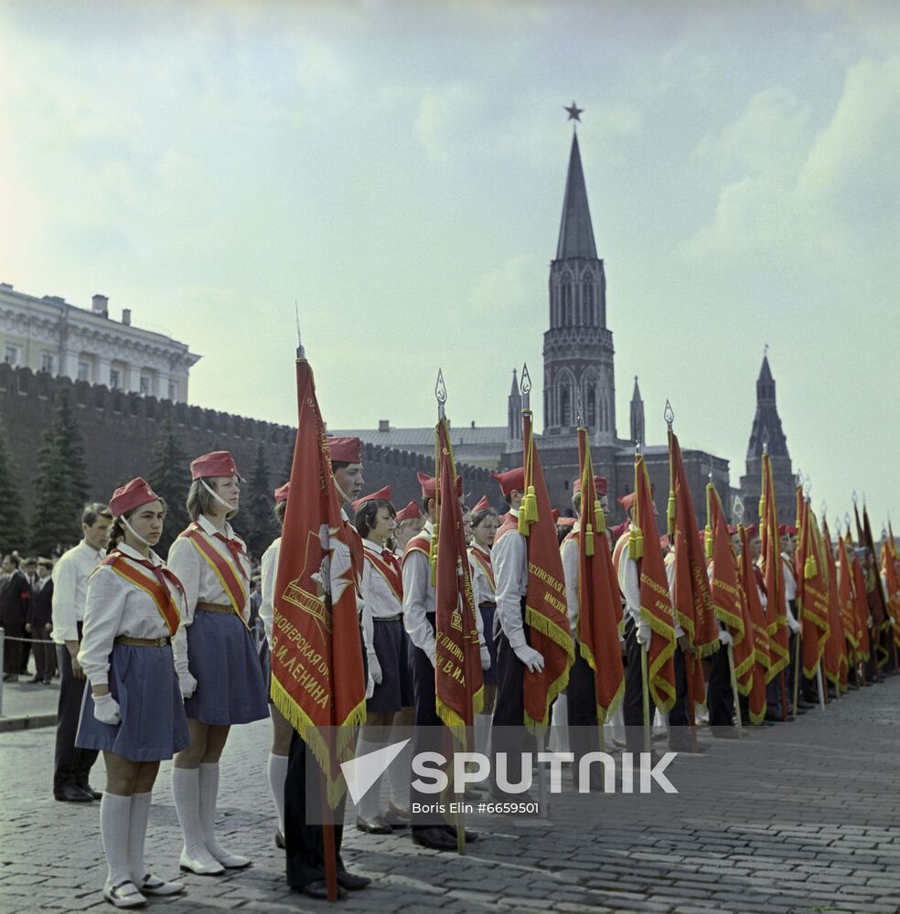 Young Pioneers parade on Red Square