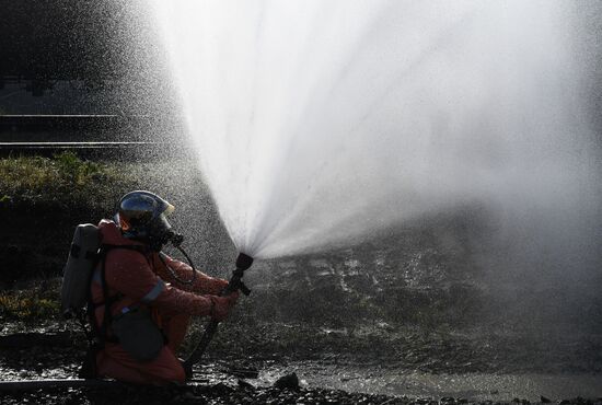 Ministry of Emergency Situations and the Russian Emergency Situations Service's exercises on Yenisei-Krasnoyarsk railway section
