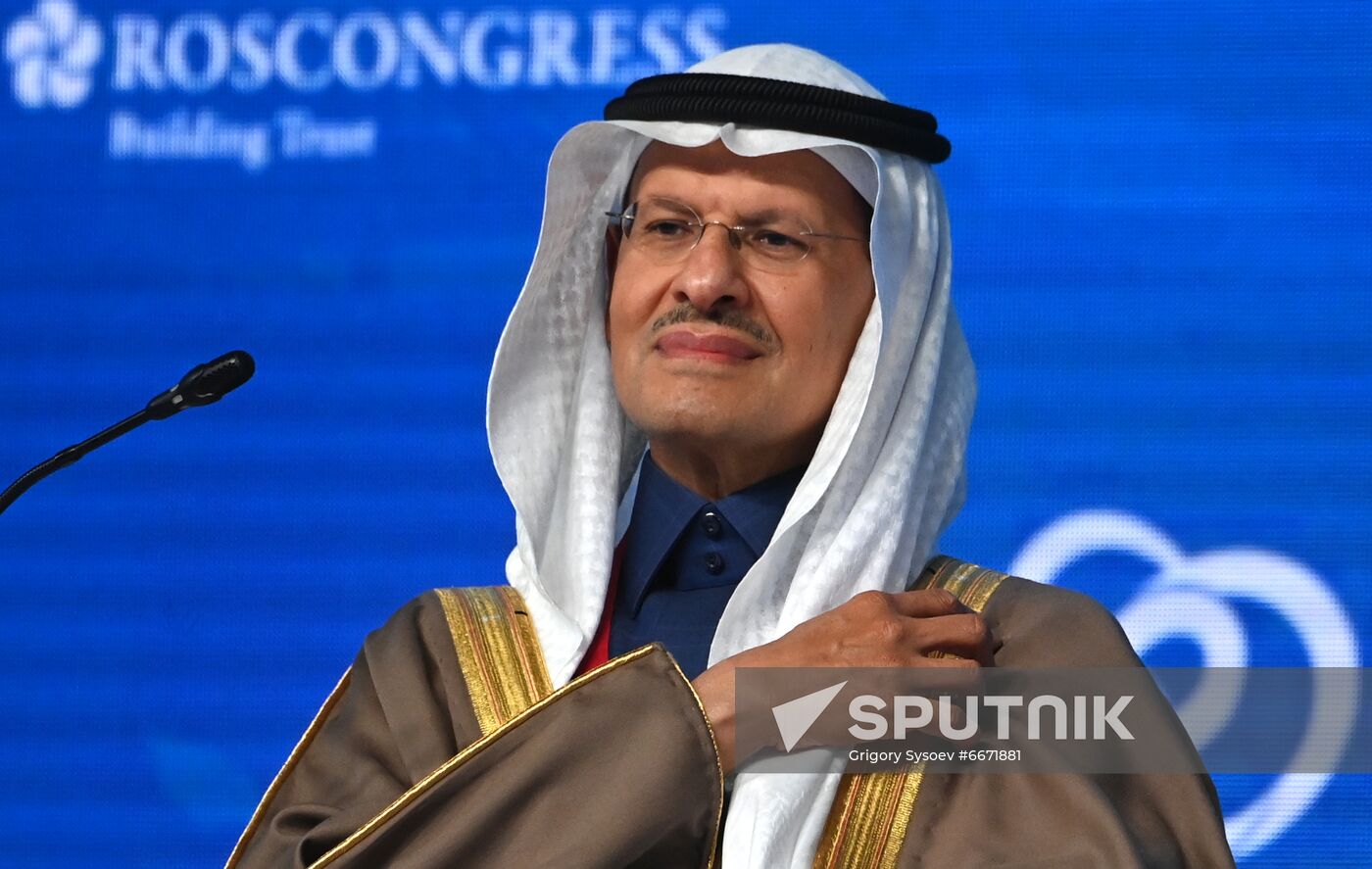 Saudi Arabian Minister of Energy H.R.H. Prince Abdulaziz bin Salman Al Saud attends "The Future of Traditional Energy: Is the World Ready to Eschew Hydrocarbons?" plenary session of the Russian Energy Week forum in Moscow, Russia. Location: Russia, Moscow. Author: Grigory Sysoev/Sputnik. Russia Russian Energy Week