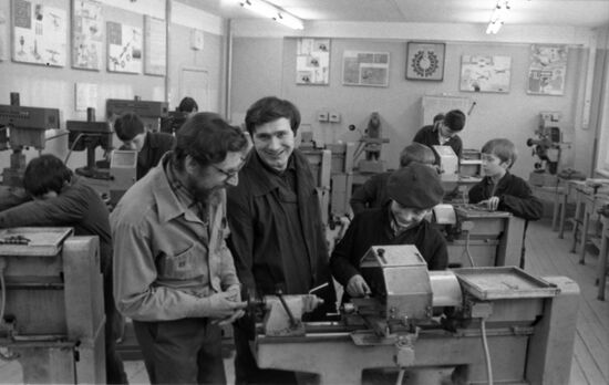 Foreman of team of young turners at Lyubertsy Farming Machinery Plant