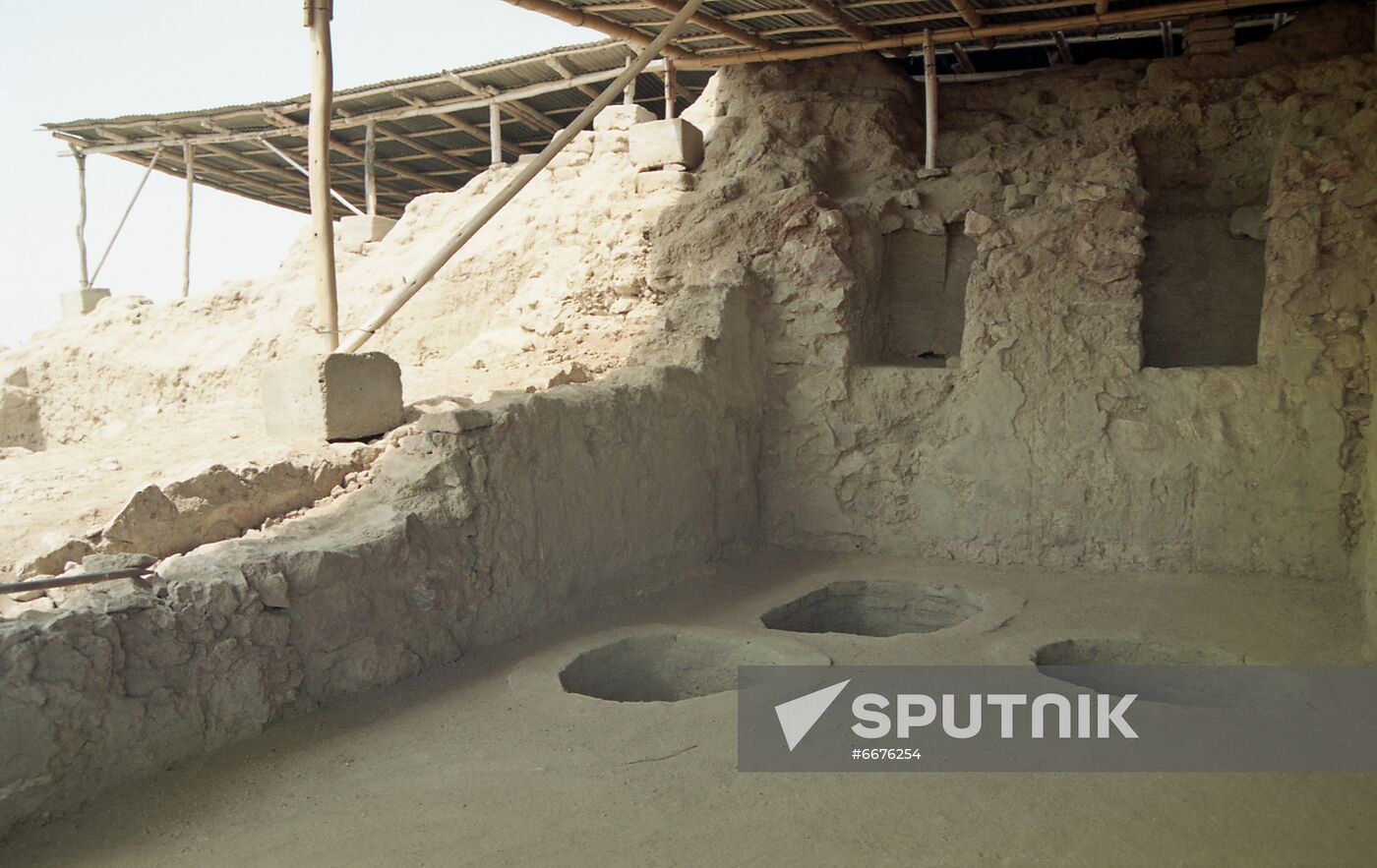 Interior of pyramids archeological excavation museum in Tucum