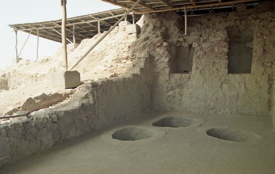 Interior of pyramids archeological excavation museum in Tucum