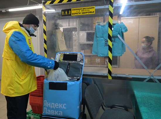 Britain Russia Coronavirus Food Delivery Services