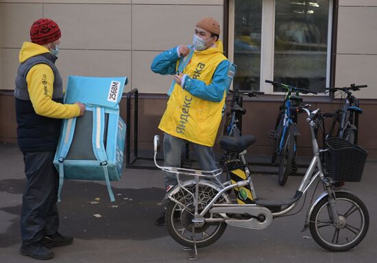 Britain Russia Coronavirus Food Delivery Services