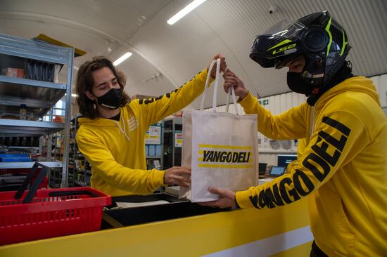 Britain Russia Coronavirus Food Delivery Services