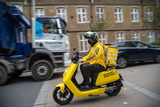 Britain Russia Coronavirus Food Delivery Services