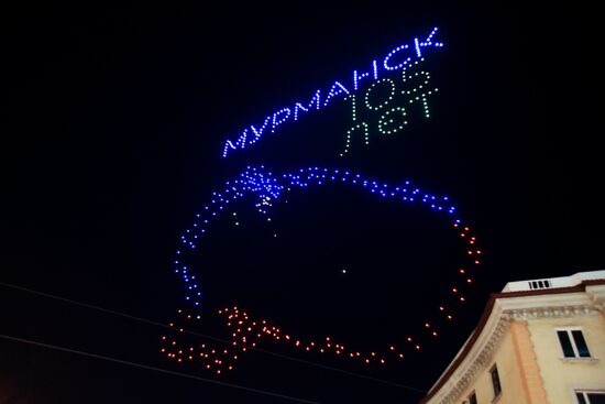 Drone show at Murmansk 105th anniversary celebrations