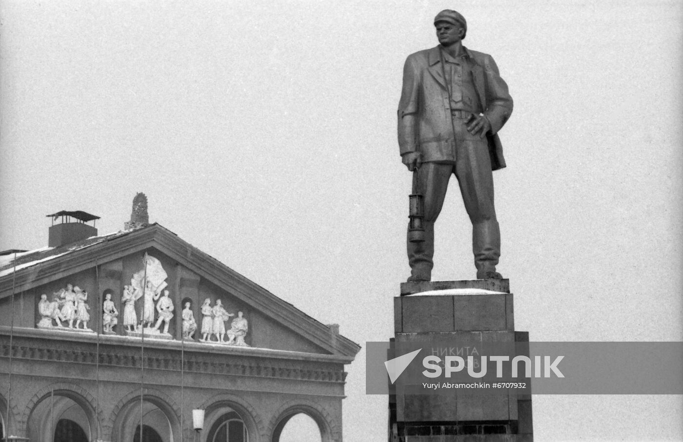 Statue of miner Nikita Izotov in Gorlovka, Donetsk Region