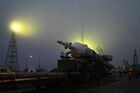A Soyuz-2.1a rocket booster carrying the Soyuz MS-20 spacecraft transports from an assembling facility to a launch pad at the Baikonur Cosmodrome, Kazakhstan. The launch of the Soyuz MS-20 spacecraft carrying Japanese space tourists Yusaku Maezawa and Yozo Hirano to the International Space Station (ISS) is scheduled for 8 December 2021. Location: Kazakhstan, Baikonur. Author: Maksim Blinov/Sputnik. Kazakhstan Russia Space
