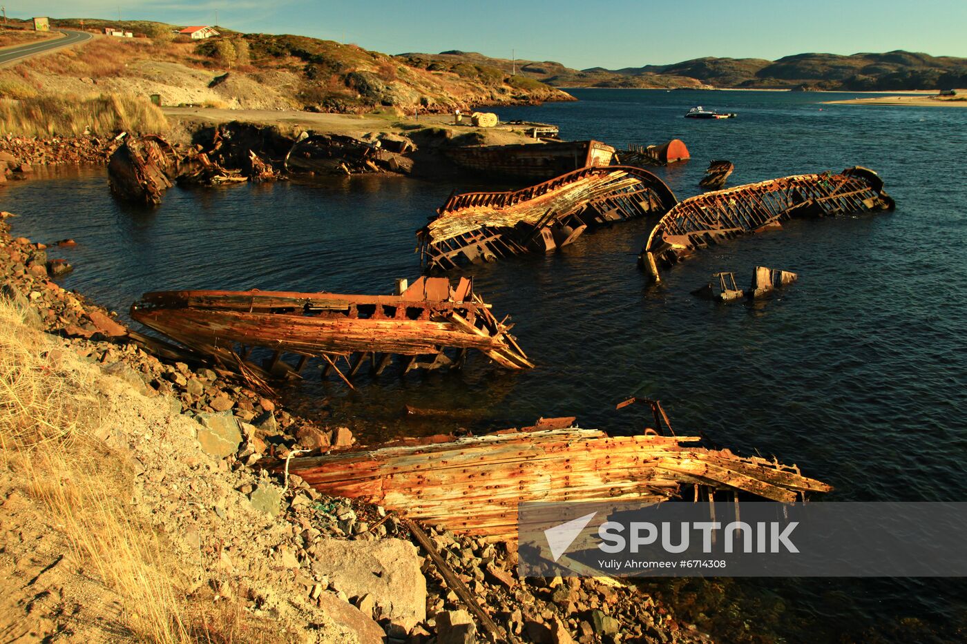 Ship cemetery in Murmansk Region