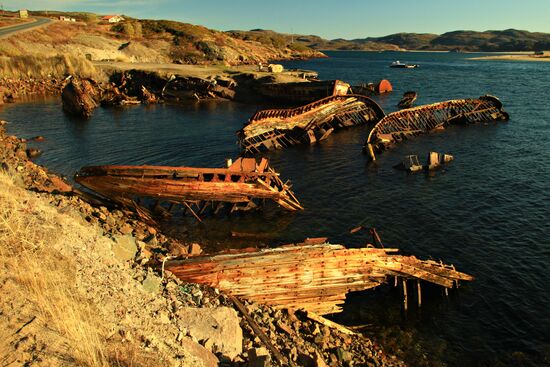 Ship cemetery in Murmansk Region
