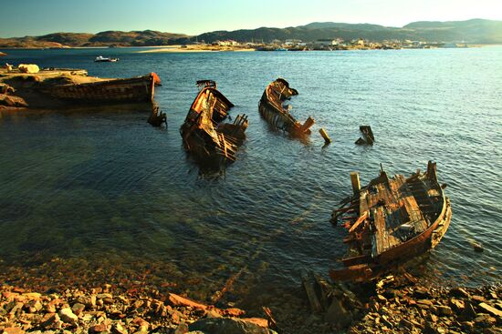 Ship cemetery in Murmansk Region
