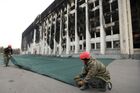 Utility workers are seen near the mayor's office (akimat) burnt during mass protests triggered by fuel price increase in Almaty, Kazakhstan. Protests sparked by rising fuel prices, started in the towns of Zhanaozen and Aktau in western Kazakhstan on January 2 and spread rapidly across the country. On January 5, President Tokayev dismissed the government and declared a 2-week state of emergency in the Mangistau and Almaty regions, as well as in the cities of Almaty and Nur-Sultan. Location: Kazakhstan, Almaty. Author: Vasily Krestyaninov/Sputnik. Kazakhstan Protests Aftermath