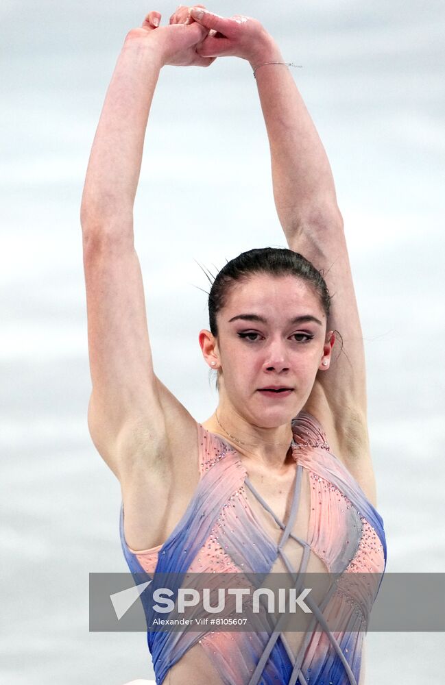 Italy's Lara Naki Gutmann performs in the figure skating team women's short program during the Beijing 2022 Winter Olympic Games at Capital Indoor Stadium in Beijing, China. Location: China, Beijing. Author: Alexander Vilf/Sputnik. China Olympics 2022 Figure Skating Team Event