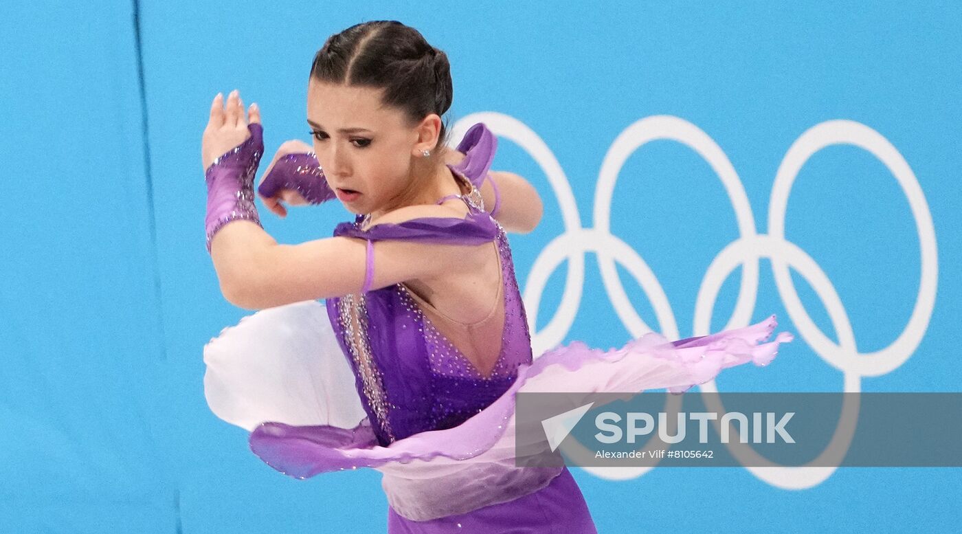 Russian Olympic Committee's Kamila Valieva performs in the figure skating team women's short program during the Beijing 2022 Winter Olympic Games at Capital Indoor Stadium in Beijing, China. Location: China, Beijing. Author: Alexander Vilf/Sputnik. China Olympics 2022 Figure Skating Team Event
