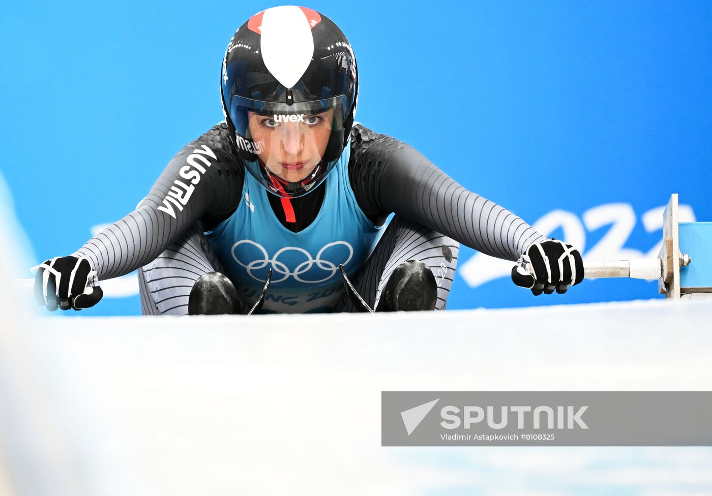 Austria's Hannah Prock competes in the women's singles luge run 3 during the Beijing 2022 Winter Olympic Games at the National Sliding Centre in Yanqing, China. Location: China, Yanqing. Author: Vladimir Astapkovich/Sputnik. China Olympics 2022 Luge Women