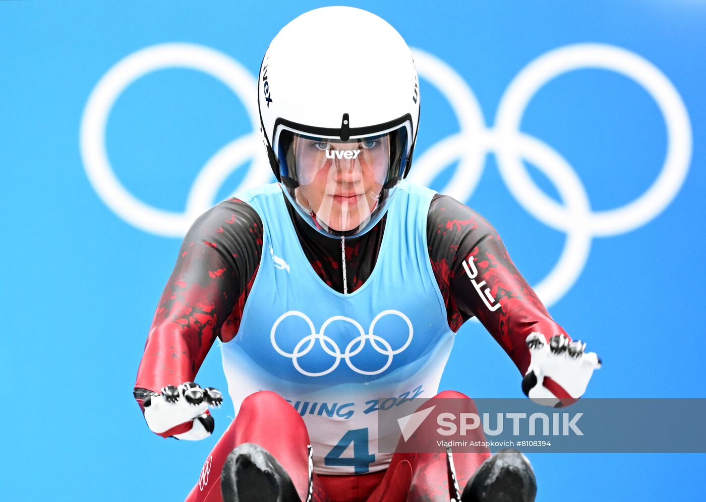 Latvia's Elina Ieva Vitola competes in the women's singles luge run 3 during the Beijing 2022 Winter Olympic Games at the National Sliding Centre in Yanqing, China. Location: China, Yanqing. Author: Vladimir Astapkovich/Sputnik. China Olympics 2022 Luge Women