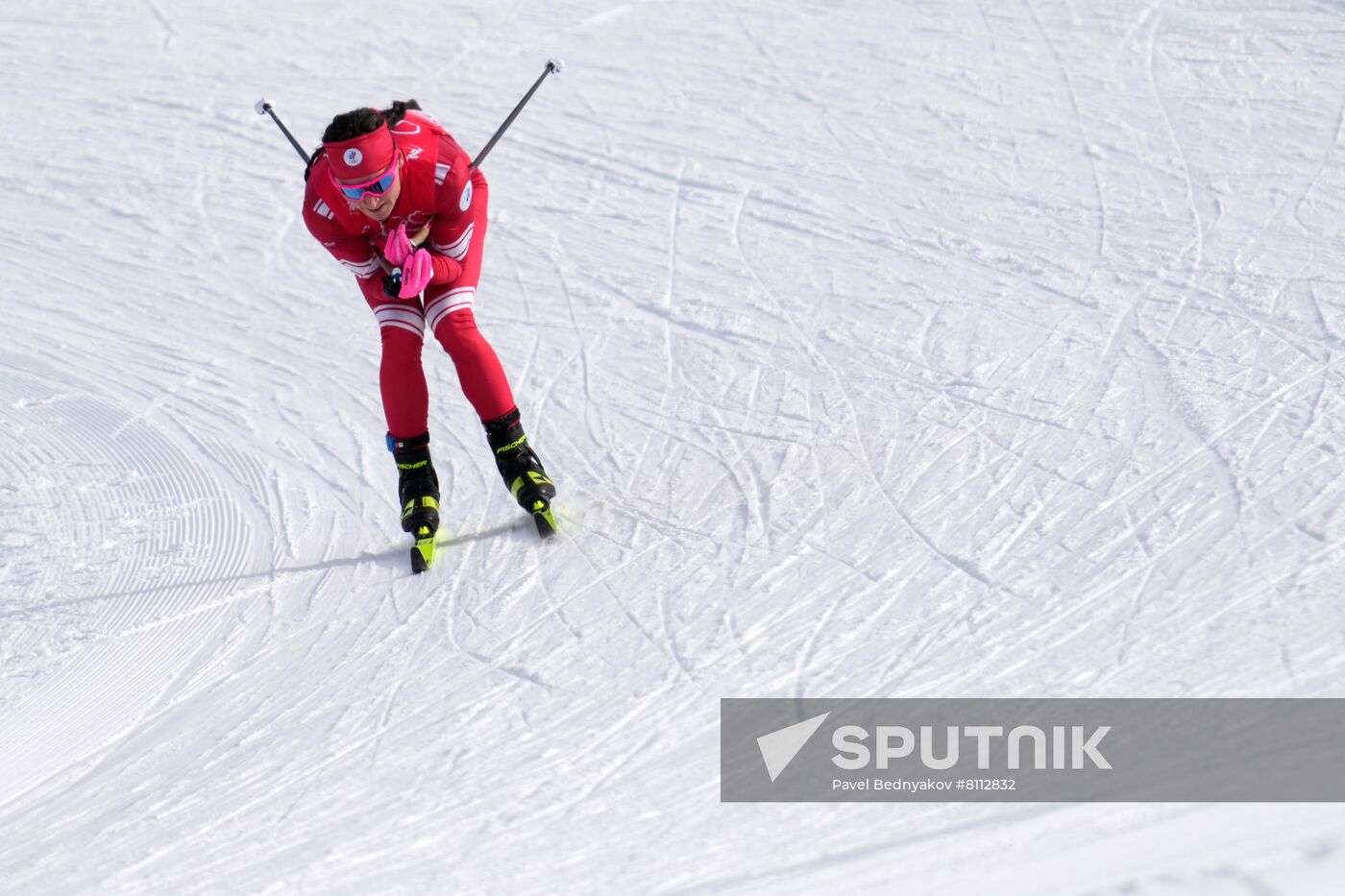 Russian Olympic Committee's Yulia Stupak competes in the women's cross-country 4x5 km relay event during the Beijing 2022 Winter Olympic Games at the National Cross-Country Skiing Centre in Zhangjiakou, China. Location: China, Zhangjiakou. Author: Pavel Bednyakov/Sputnik. China Olympics 2022 Cross-Country Skiing Women
