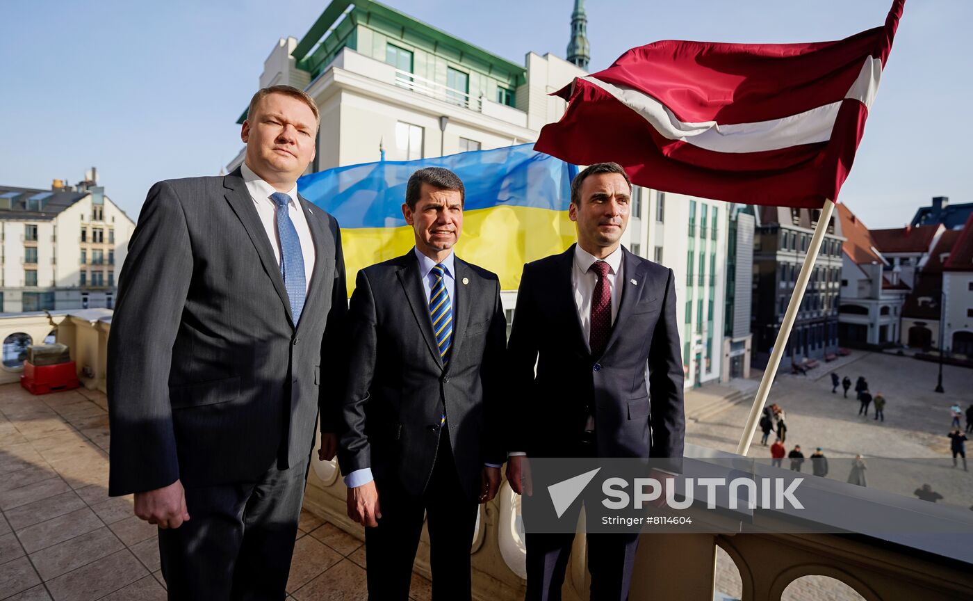 Latvia Ukraine Tension Flag