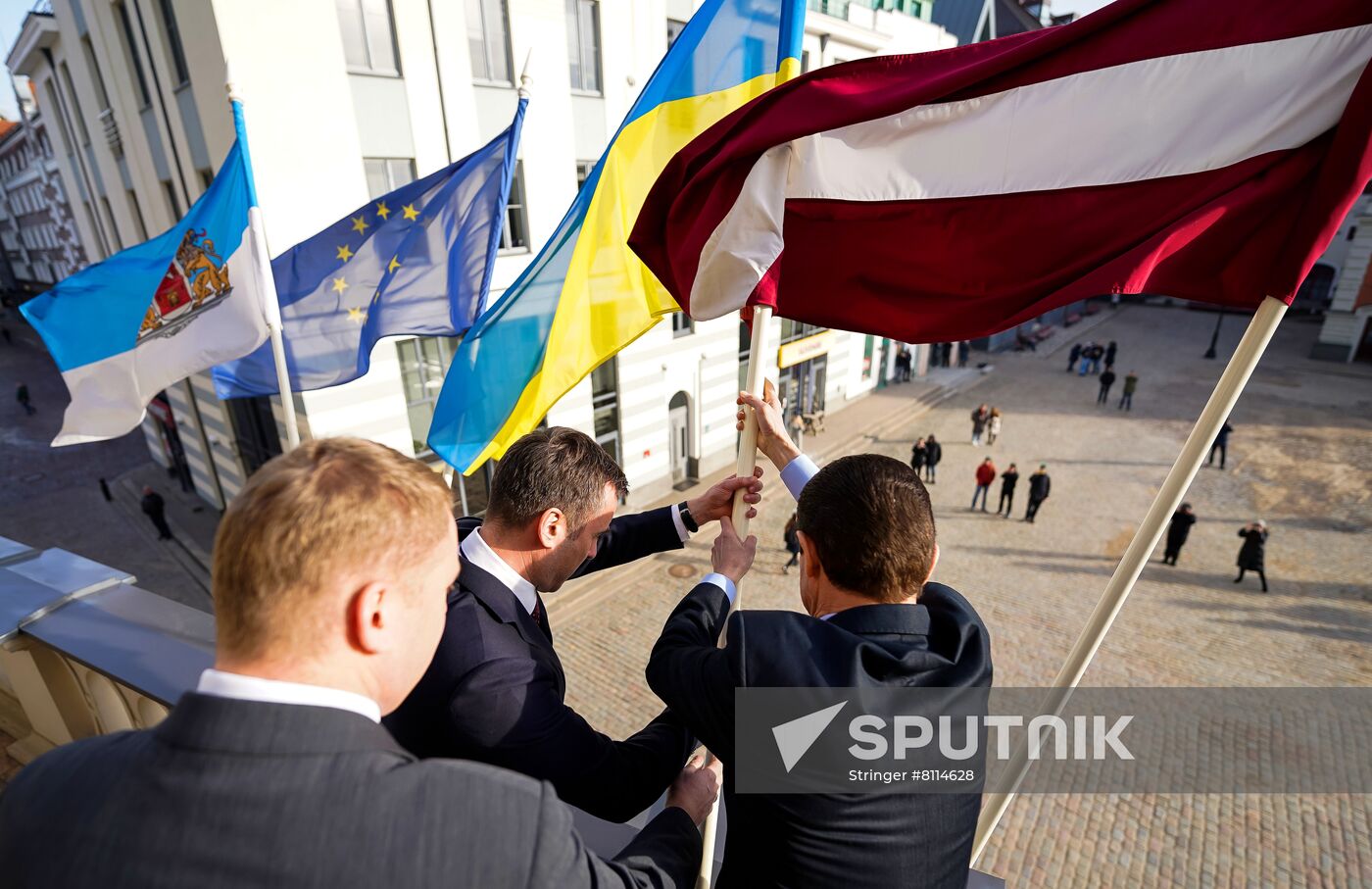 Latvia Ukraine Tension Flag