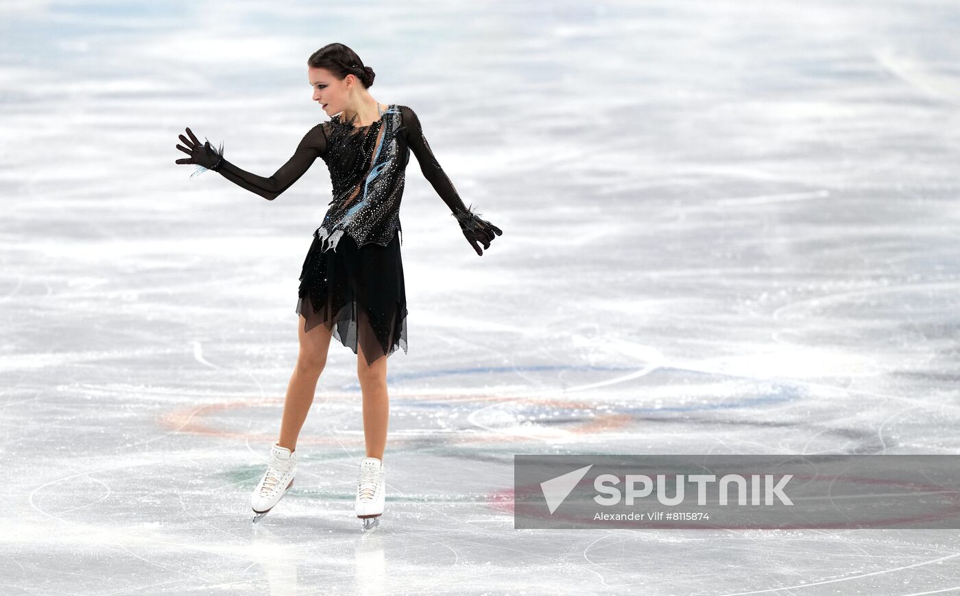 Russian Olympic Committee's Anna Shcherbakova competes in the women's single skating short program of the figure skating event during the Beijing 2022 Winter Olympic Games at Capital Indoor Stadium in Beijing, China. Location: China, Beijing. Author: Alexander Vilf/Sputnik. China Olympics 2022 Figure Skating Women