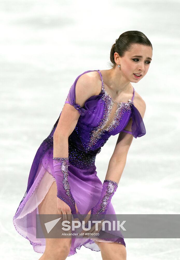 Russian Olympic Committee's Kamila Valieva competes in the women's single skating short program of the figure skating event during the Beijing 2022 Winter Olympic Games at Capital Indoor Stadium in Beijing, China. Location: China, Beijing. Author: Alexander Vilf/Sputnik. China Olympics 2022 Figure Skating Women