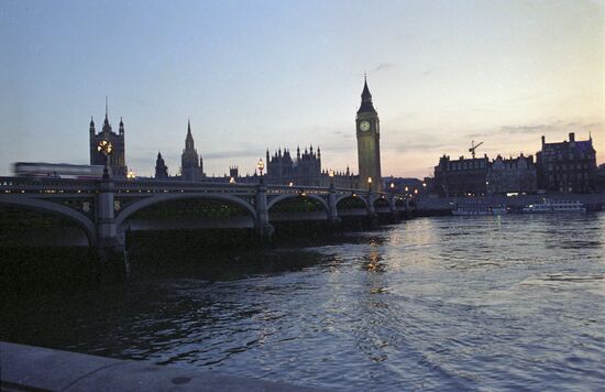 Westminster Bridge over Thames River in London