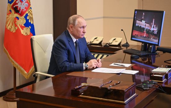 Russia Putin Ferry Flag-Raising Ceremony