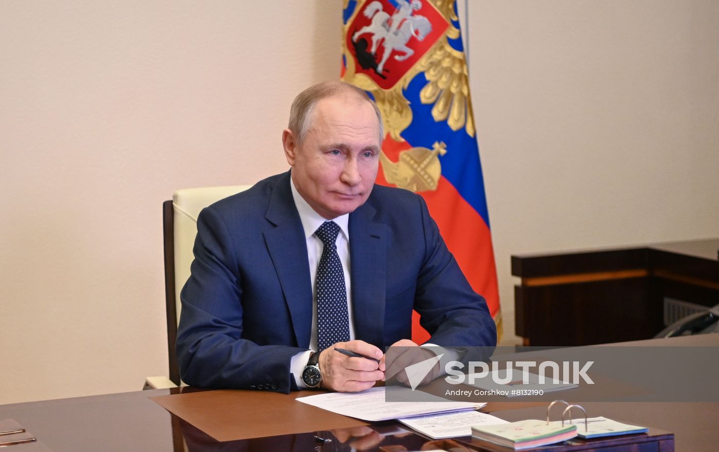 Russia Putin Ferry Flag-Raising Ceremony