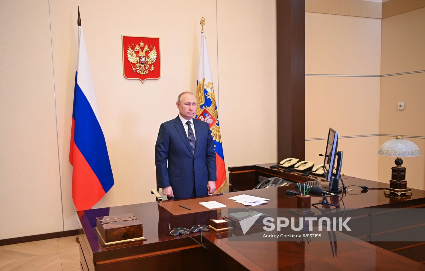 Russia Putin Ferry Flag-Raising Ceremony