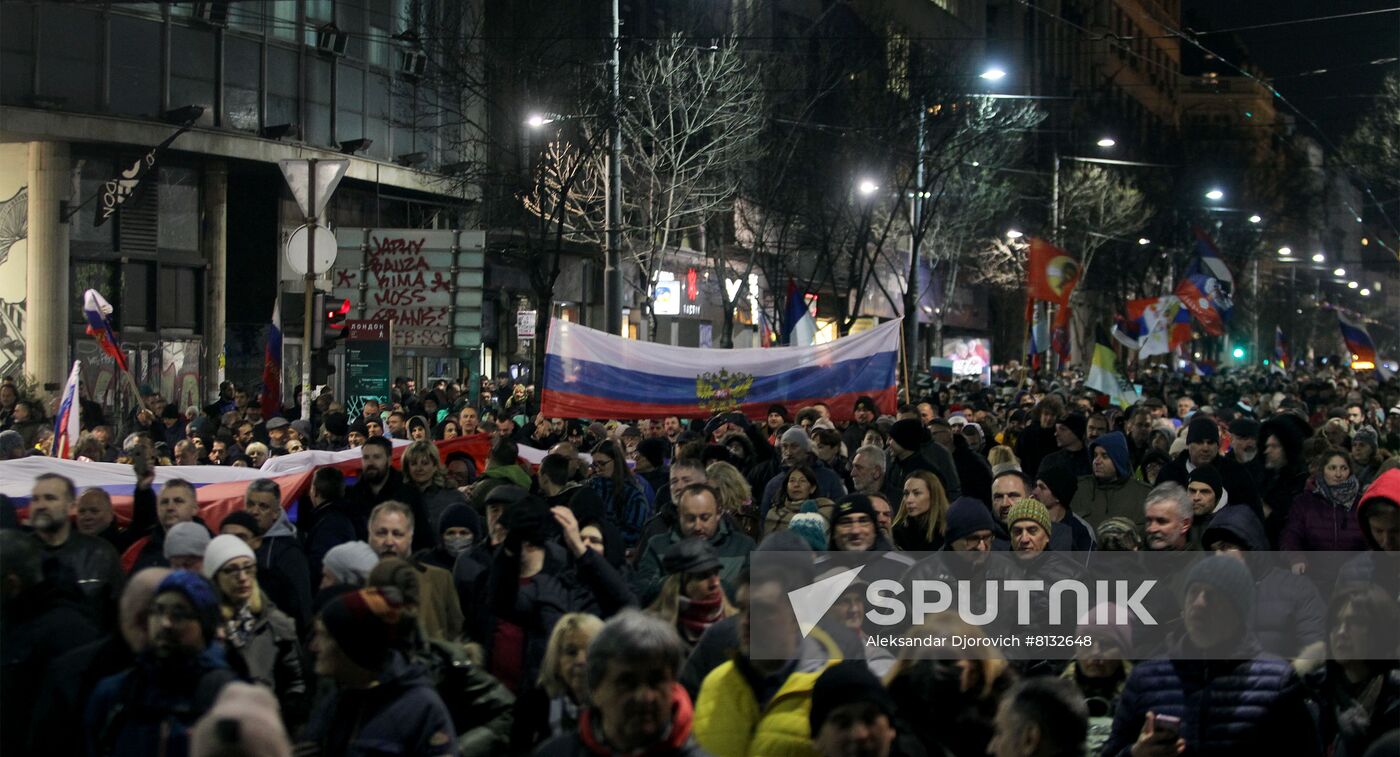 Serbia Russia Military Support Rally