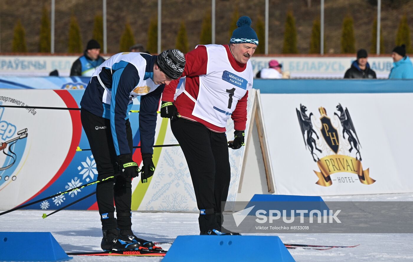 Belarus Lukashenko Skiing Competition
