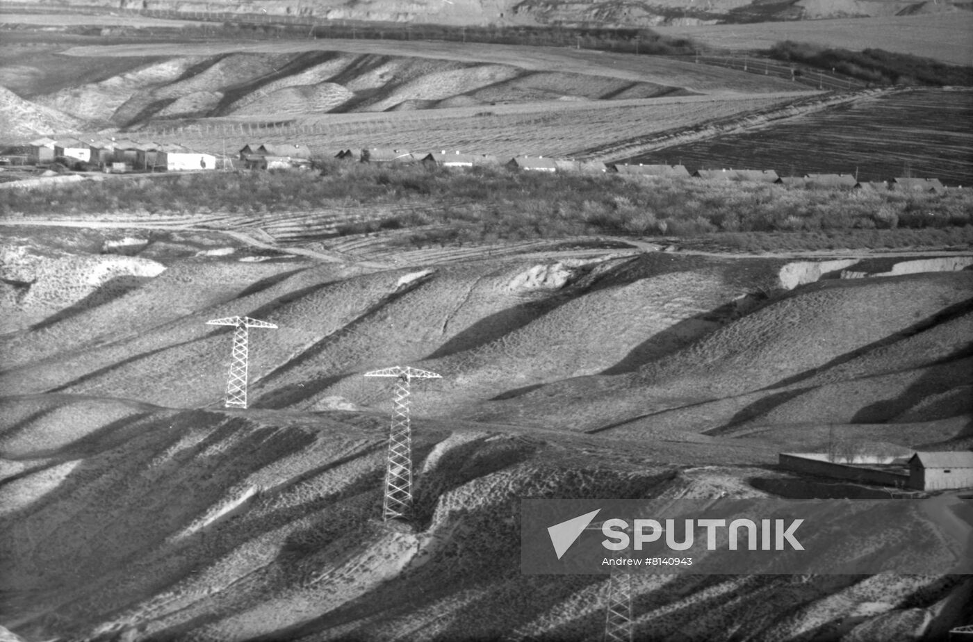 Power lines of Nurekskaya Hydropower Plant