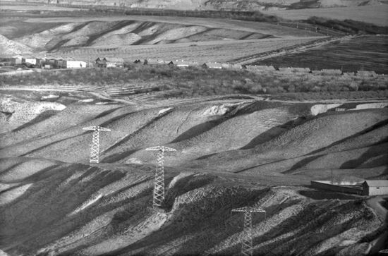 Power lines of Nurekskaya Hydropower Plant