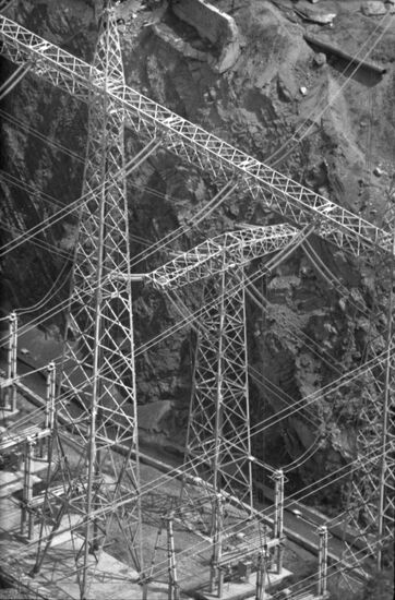 Power lines of Nurekskaya Hydropower Plant