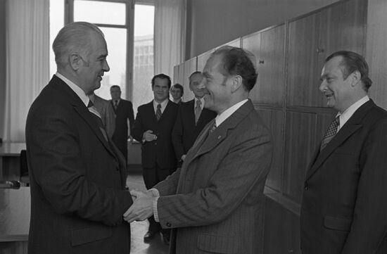 GDR Foreign Minister Oskar Fischer visits USSR