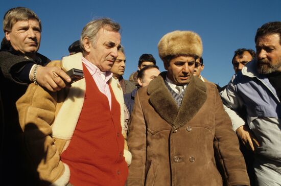 Frtench singer Charles Aznavour visits Armenia