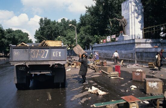 Coal miners on strike in Prokopyevsk